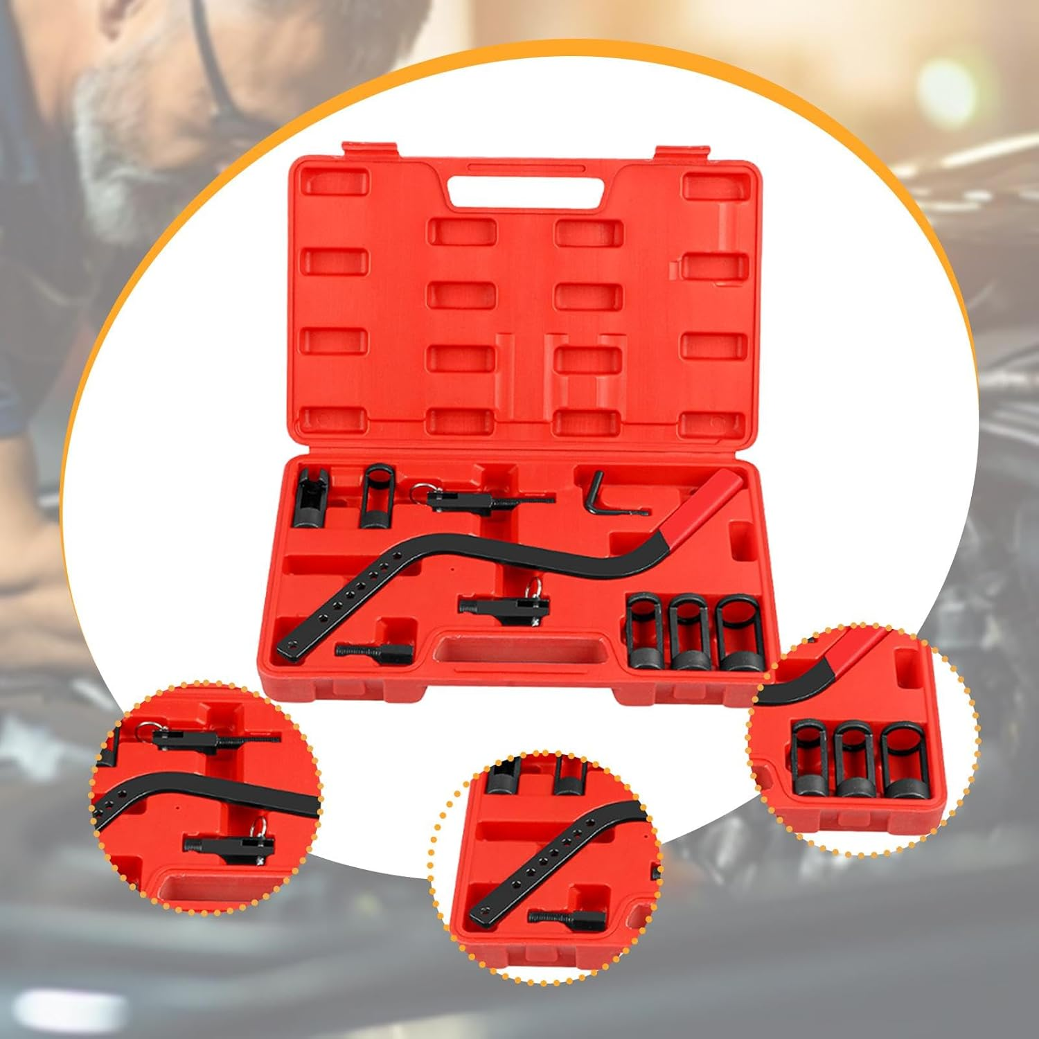 Ronyme Valve Spring Compressor Tool Kit Removal Tool Automotive Maintenance with Storage Case Disassembly Tool Valve Stem Oil Seal image number 3