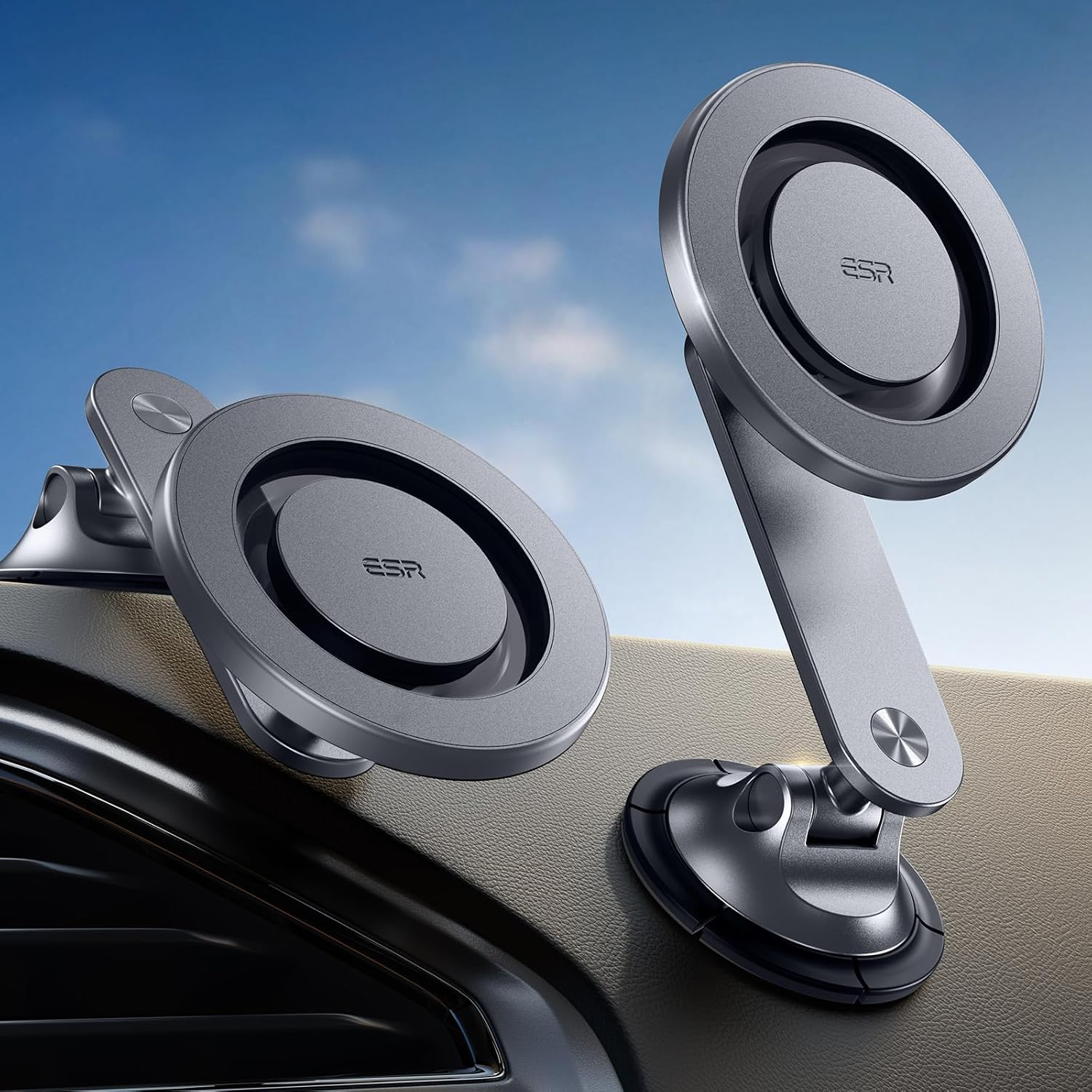 ESR for Magsafe Car Mount, Dashboard Magnetic Phone Holder for Car, 360&deg; Rotation,Car Phone Holder Mount for Iphone 17/16/15/Google Pixel 10/S25, Strong Magnets,Car Accessories(With 2 Mental Rings) image number 4