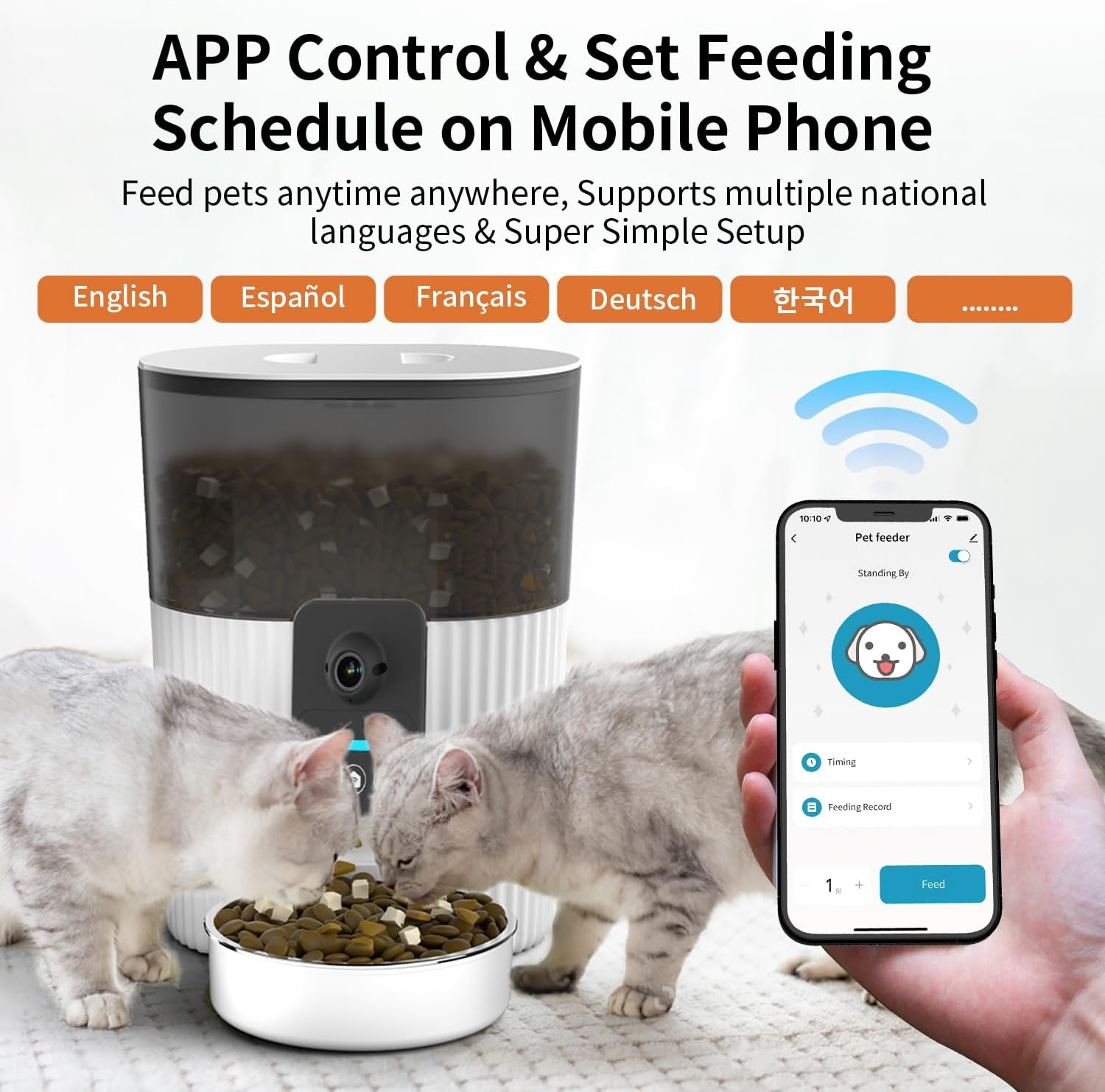 Arasyleon 6L Smart Wifi Pet Feeder with 1080P Camera - Automatic Cat & Dog Food Dispenser with Night Vision & Two-Way Audio image number 6