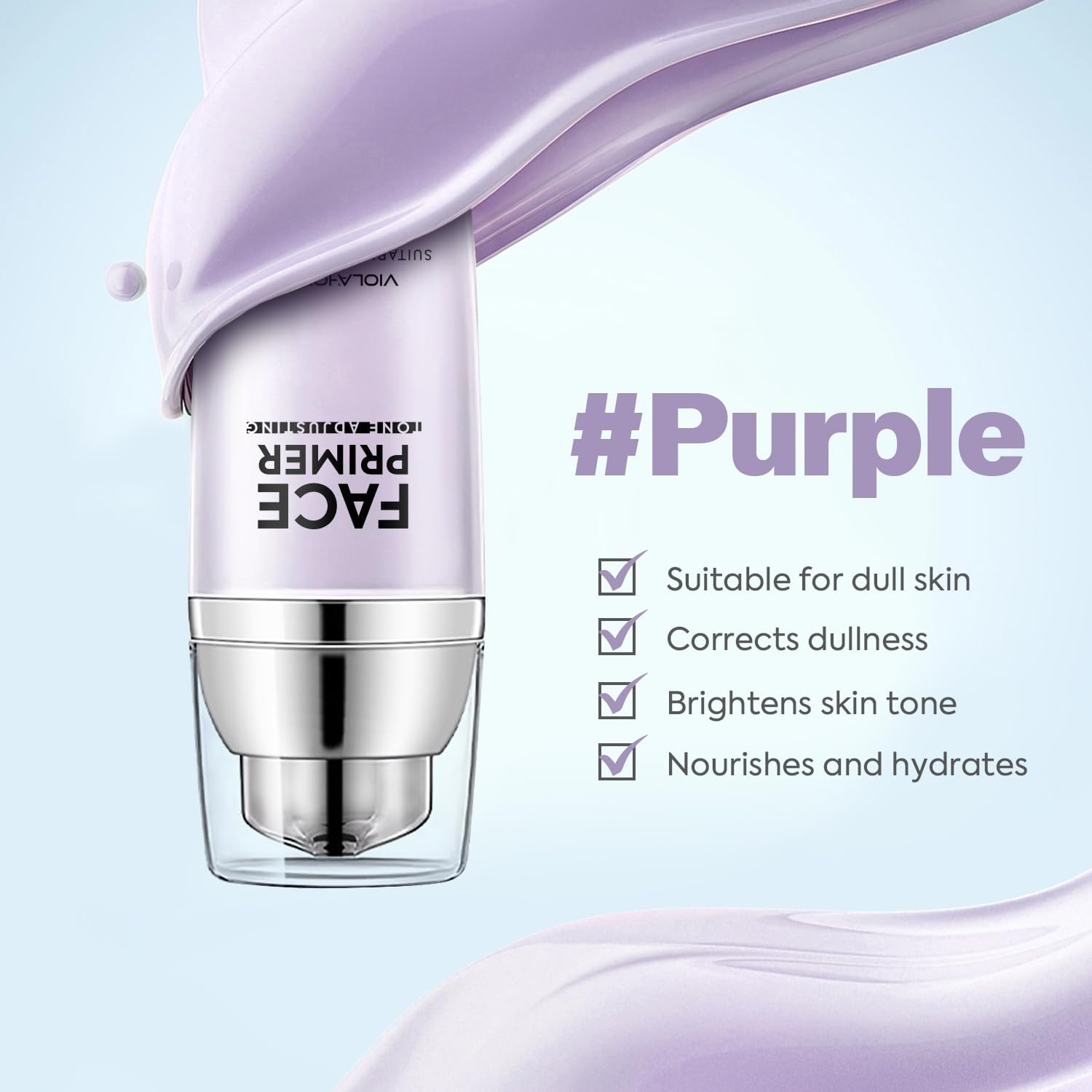 VIOLA HOUSE Primer Makeup,Primer Foundation Base Long-Lasting & Hydrating,Brightens & Primes,Fine Lines Treatment,Face Primer for Smooth and Even Complexion(Purple) image number 4