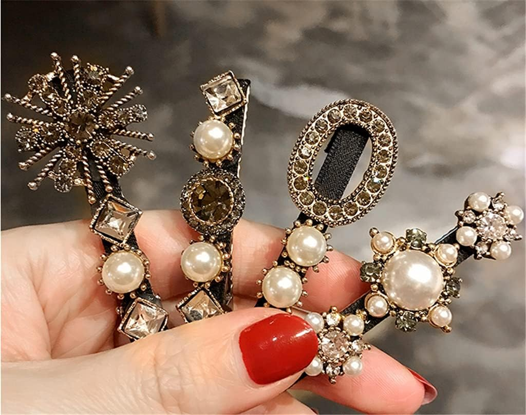 Crystal Hair Accessories,Clips Hairpins,Clip Plate,Pearl Hairpin Retro Hairpin Female Liu Seaside Clip Girl Korean Version Word Clip image number 3