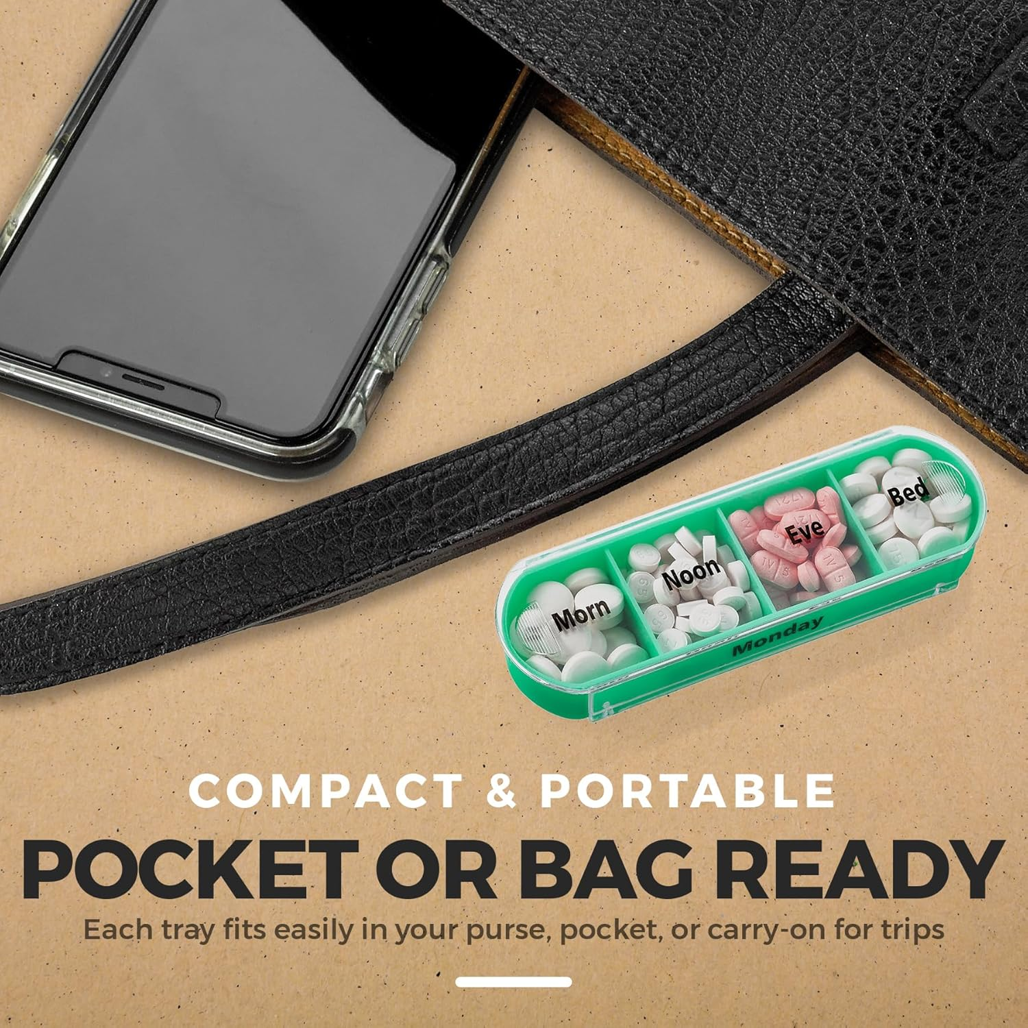 Weekly Pill Organizer, Four Times-A-Day, 1 Dispenser with Stackable AM/PM Compartments