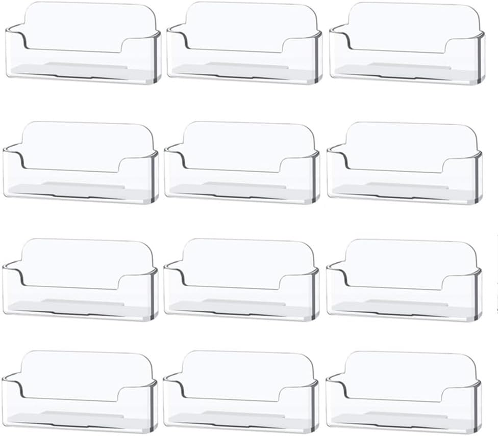 CAASFOOY 12 Pack Clear Plastic Business Card Holder, Business Card Holder Stand, Acrylic Business Card Display for Desk Business Card Stand, Fits 30-40 Business Cards image number 5
