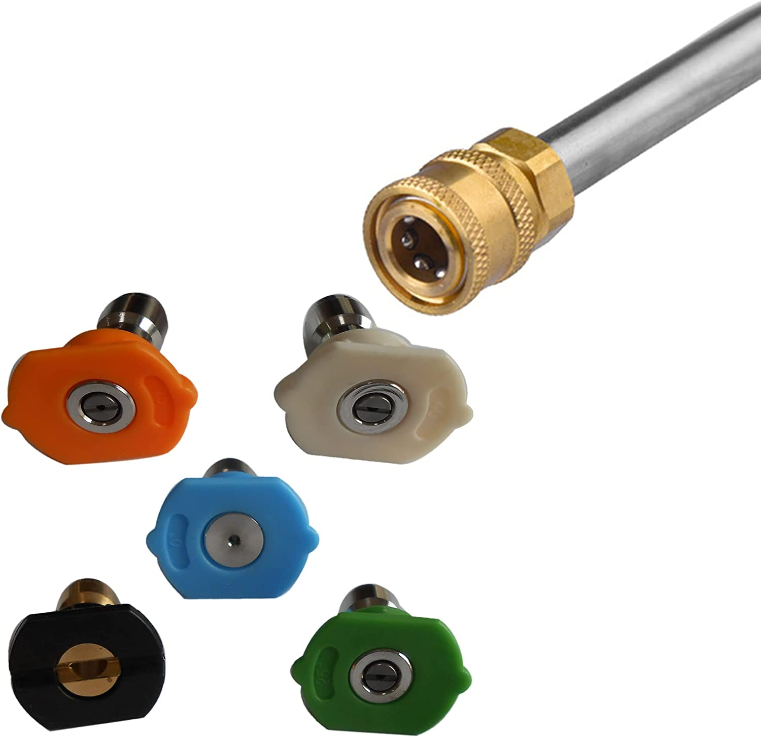 Pressure Washer 35Cm Extension Replacement Wand 1/4" Quick Connect with 5 Spray Nozzle Tips Kit (0&deg;/15&deg;/25&deg;/40&deg;/Soap) image number 5