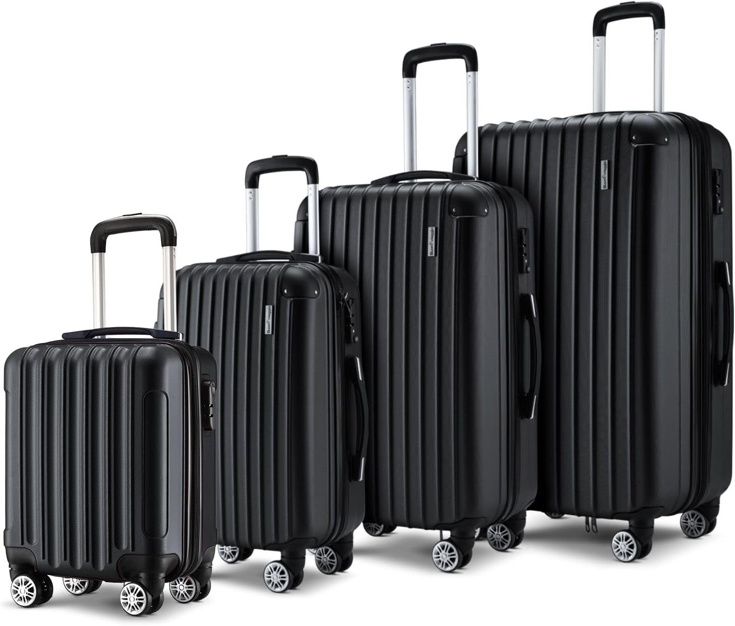 4 Piece Luggage Set Carry on Suitcase Lightweight Traveller Bag ABS Hard Shell Black