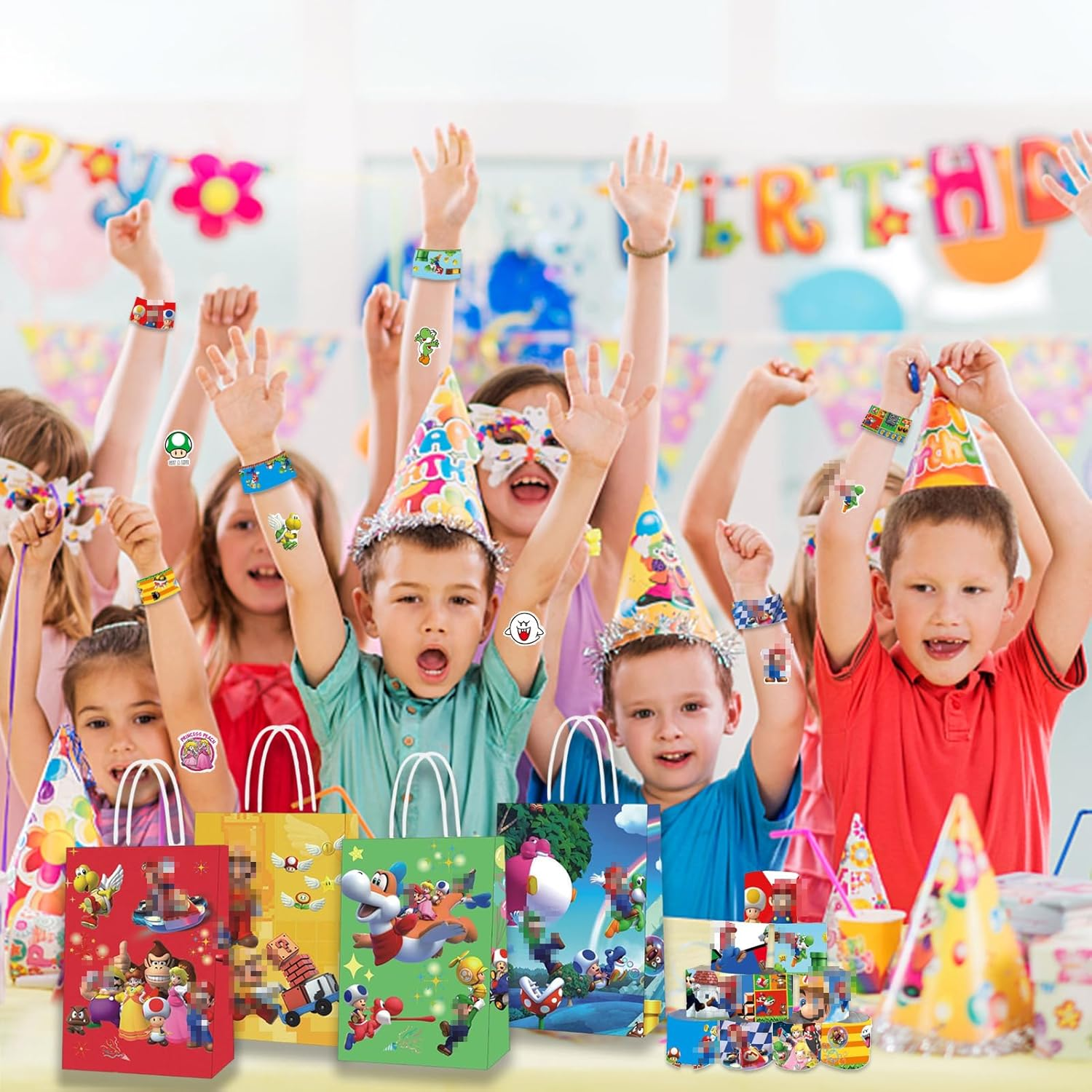 Cartoon Party Bags Children'S Birthday, Cartoon Slap Bracelets, Cartoon Gift Bags, Cartoon Stickers, Cartoon Tattoo Children, Cartoon Theme Party Decorations for Boys and Girls, Fans image number 3