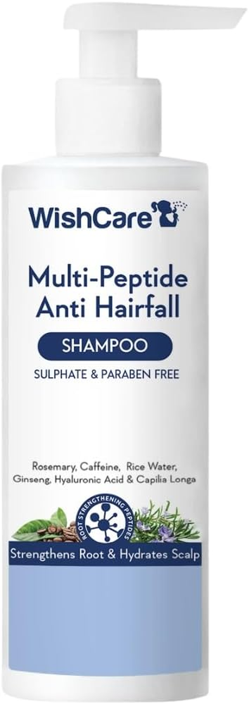 Wishcare Multi Peptide anti Hairfall Shampoo - Rice Water, Rosemary, Capilia Longa, Hyaluronic Acid & Caffeine 250Ml image number 1
