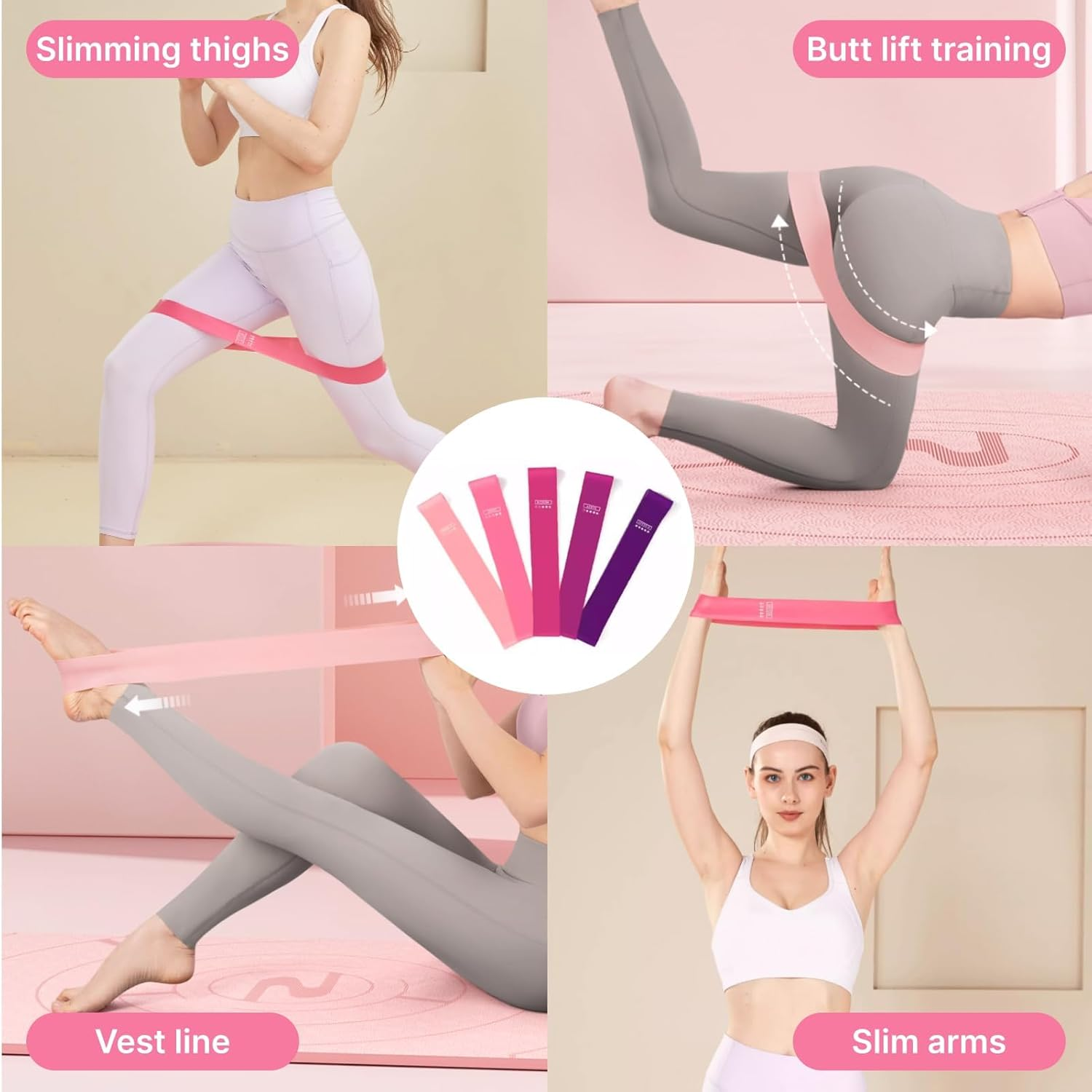 Premium Resistance Bands Set of 5, Skin-Friendly Exercise Loop Bands with 5 Different Resistance Levels for Home Workouts, Yoga, Pilates, Strength Training, and Rehabilitation image number 5