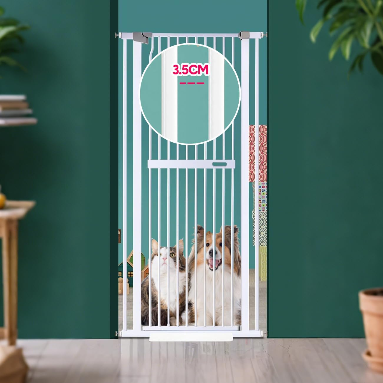 Extra Tall Pet Gate 150Cm | Retractable Pet Safety Gate for Doors, Stairs & Balcony | Adjustable Walk-Through Design with Long Handle | Portable Extension Fence for Dogs L image number 6