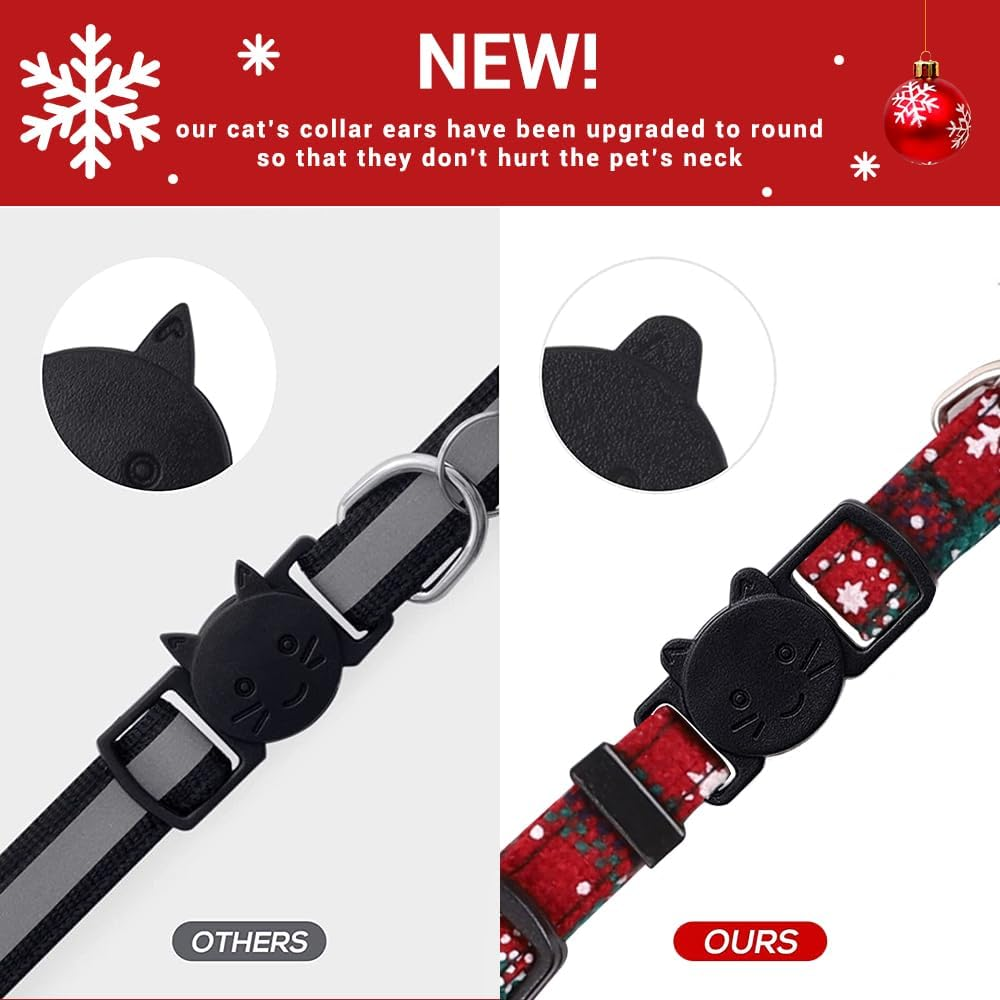 3Pcs Christmas Cat Collars with Flower Bell image number 3