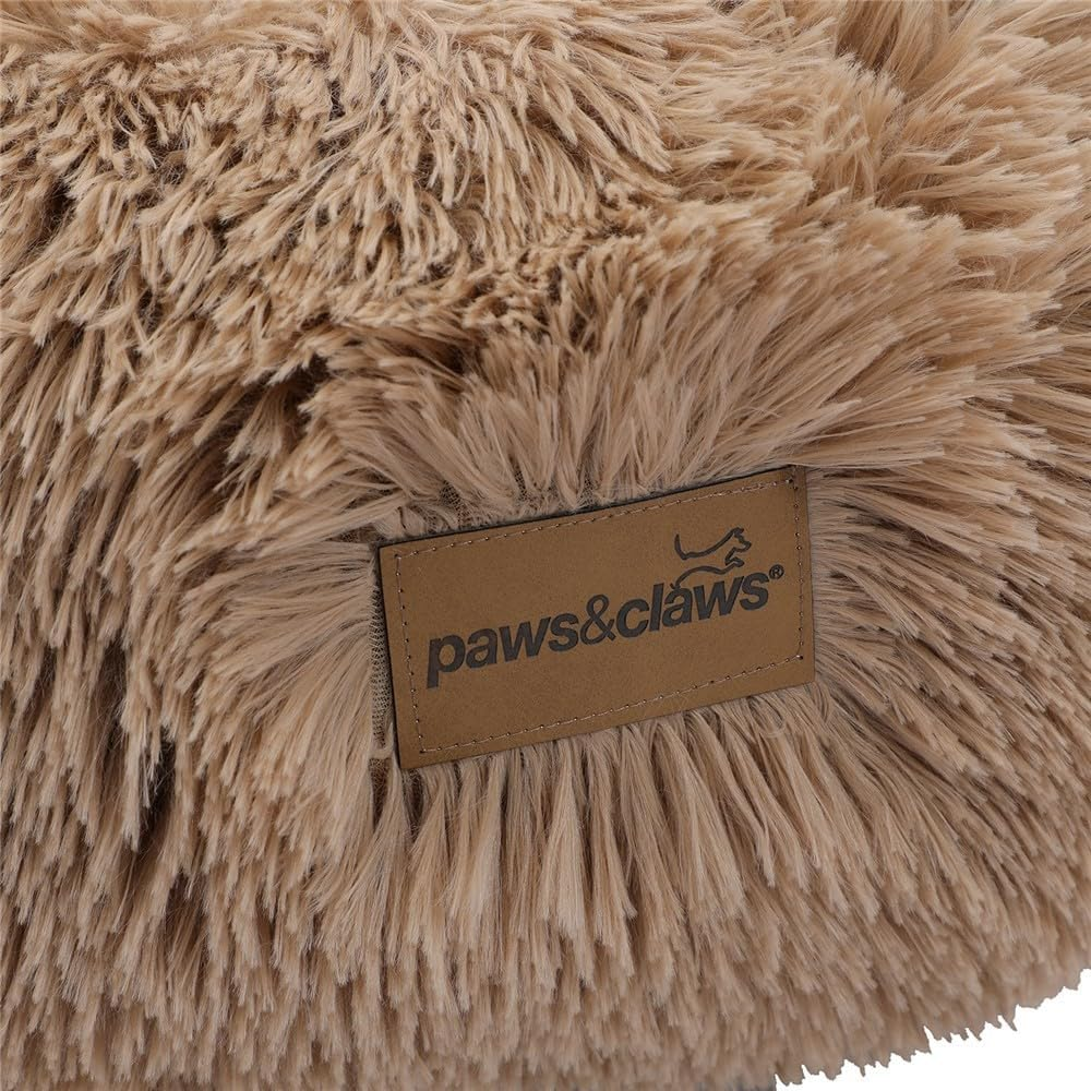 Paws & Claws Calming Plush Bed for Dogs, Camel, Large image number 3