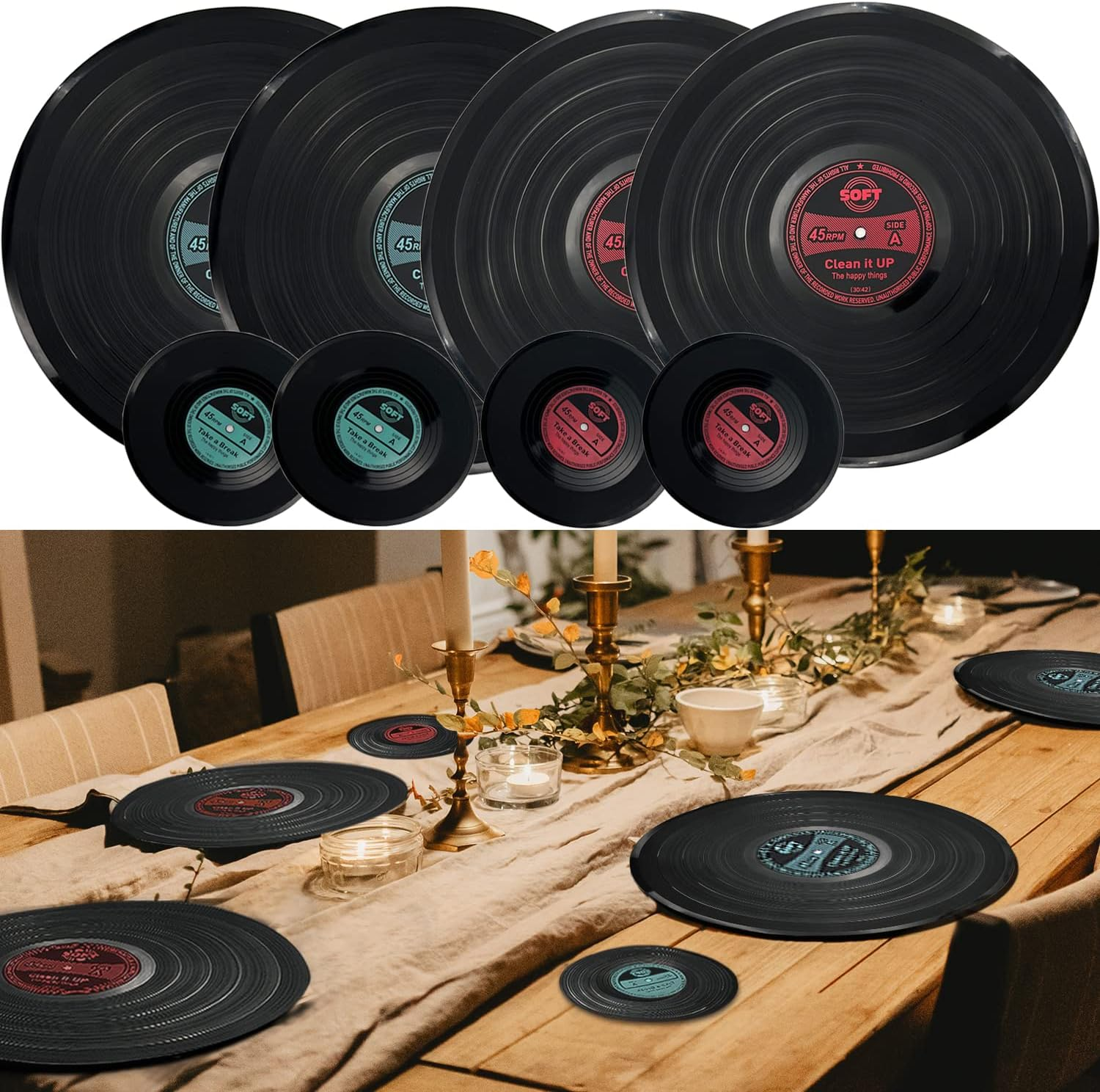 MEDOYOH Set of 4 Dartboard Drinks Coasters, Non-Slip Beer Coasters, Washable Funny Coasters, Heat Resistant for Coffee, Beer Cups, Wine, Glass, Bottle, Home, Pub, Bar