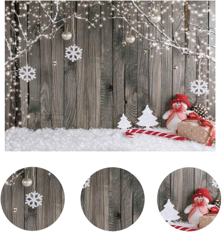 LYWYGG 8X8FT Christmas Backdrop Snow Floor Photo Backgrounds Wooden Wall Photography Backdrops for Child CP-70-0808 image number 4