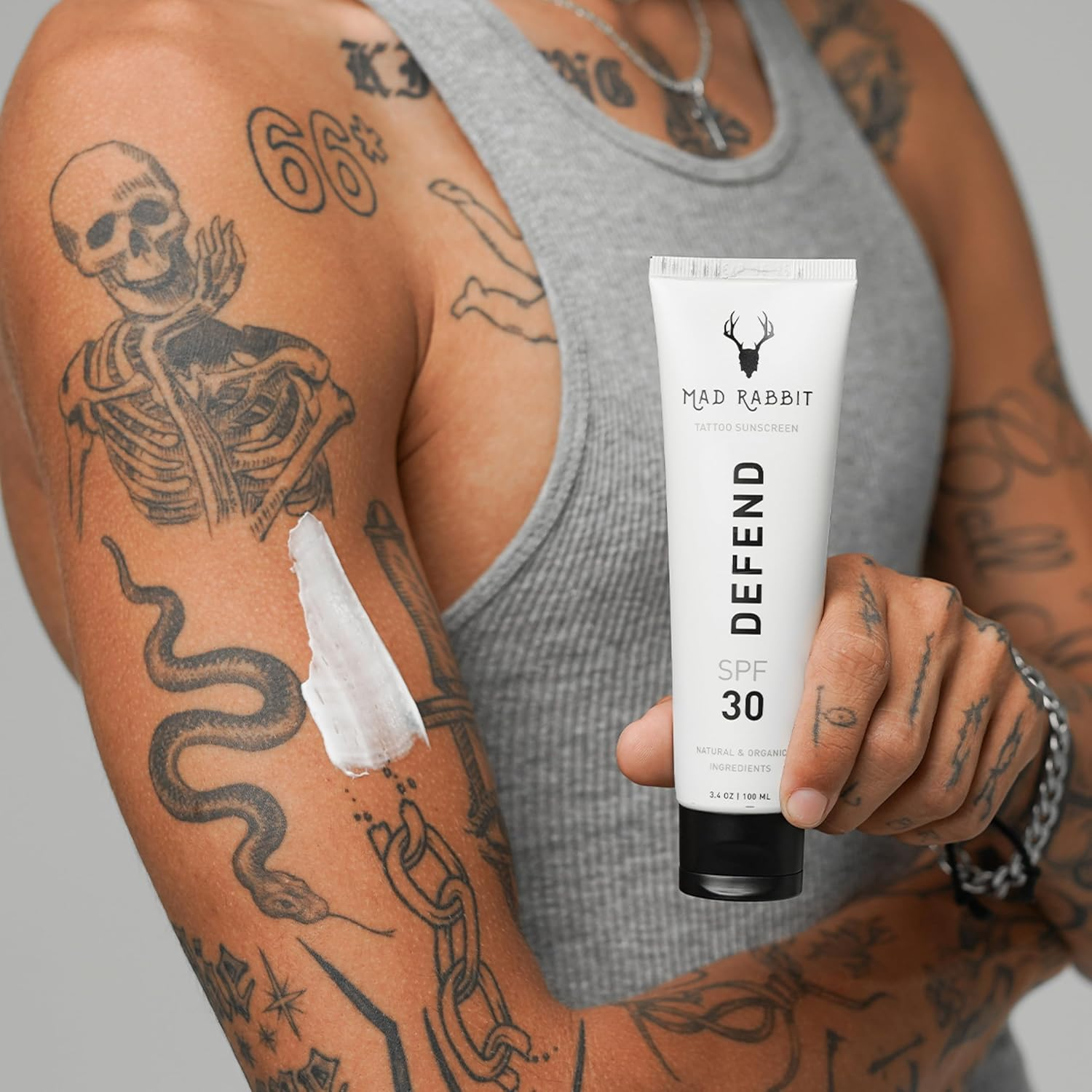 Mad Rabbit Tattoo Care Bundle Kit (3-Piece) Repair Soothing Gel, Enhance Balm & Defend SPF 30 Sunscreen - Full Coverage Tattoo Care Kit for New & Current Tattoos image number 1