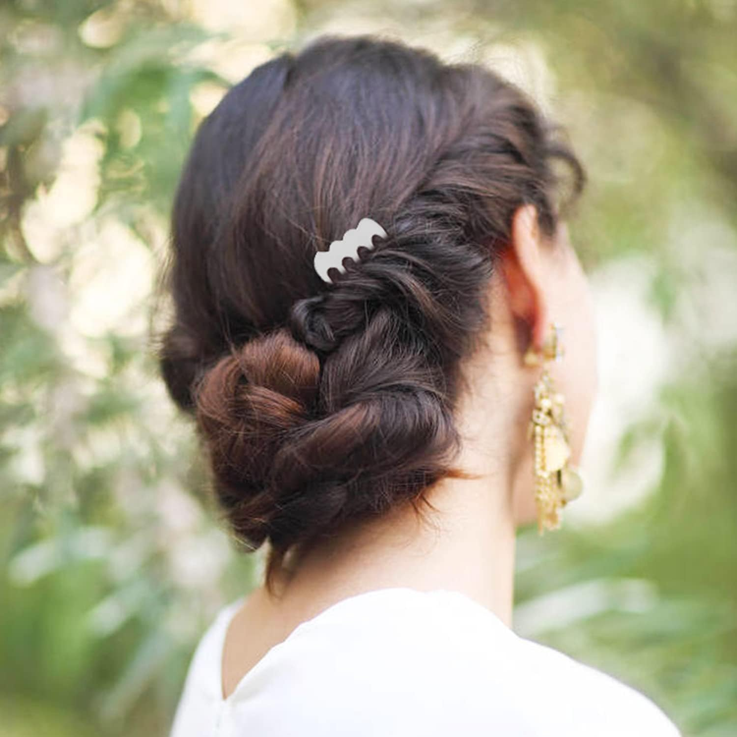 Pack of 20 Bulk 5 10 Teeth Silver Metal Side Hair Combs Plain Blank Craft DIY Wire Sliding Combs Wedding Bridal Veil Combs Decorative Headwear French Twist Updo Clips image number 1