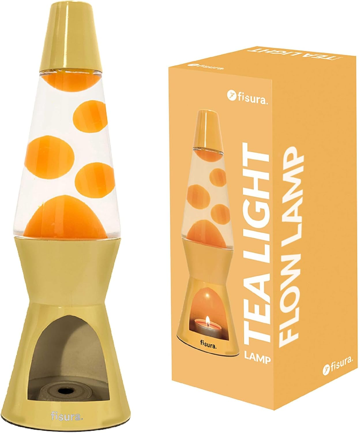 Fisura - Yellow Lava Lamp without Electricity. Environmentally Friendly Lamp. Original Gift. 29 Cm X 8.5 Cm (Candle Not Included)