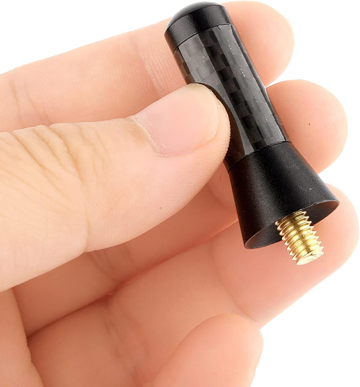 3.5Cm Black Carbon Fiber Car Short Antenna with Aluminum Screw for Universal Fitment image number 1