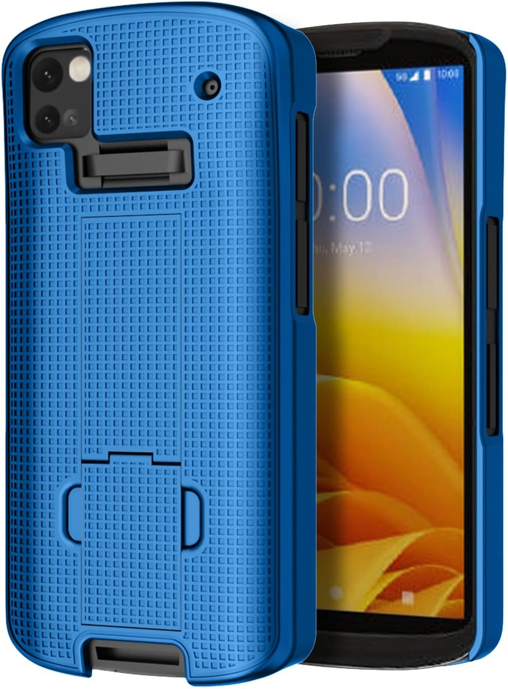 Nakedcellphone Case + Hand Strap Combo for Zebra TC53 TC58 Mobile Computer Scanner, Textured Slim Hard Shell Protector Cover with Kickstand - Cobalt Blue