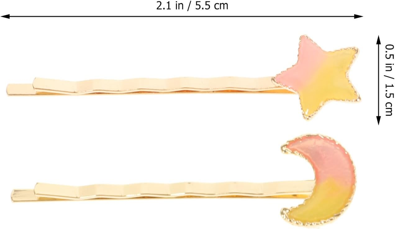 ULTECHNOVO 4Pcs Star Moon Hair Clips Hair Barrettes Accessories Party Headwear Set Blue and Yellow Stars and Moons image number 5