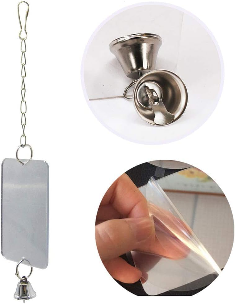 1Pc Cage Hanging Decor - Parrot Toy with Mirror for Budgies, Parakeets & Birds, Bird Cage Mirror & Swing for Chewing Fun, Safe & Durable Bird Accessory image number 4