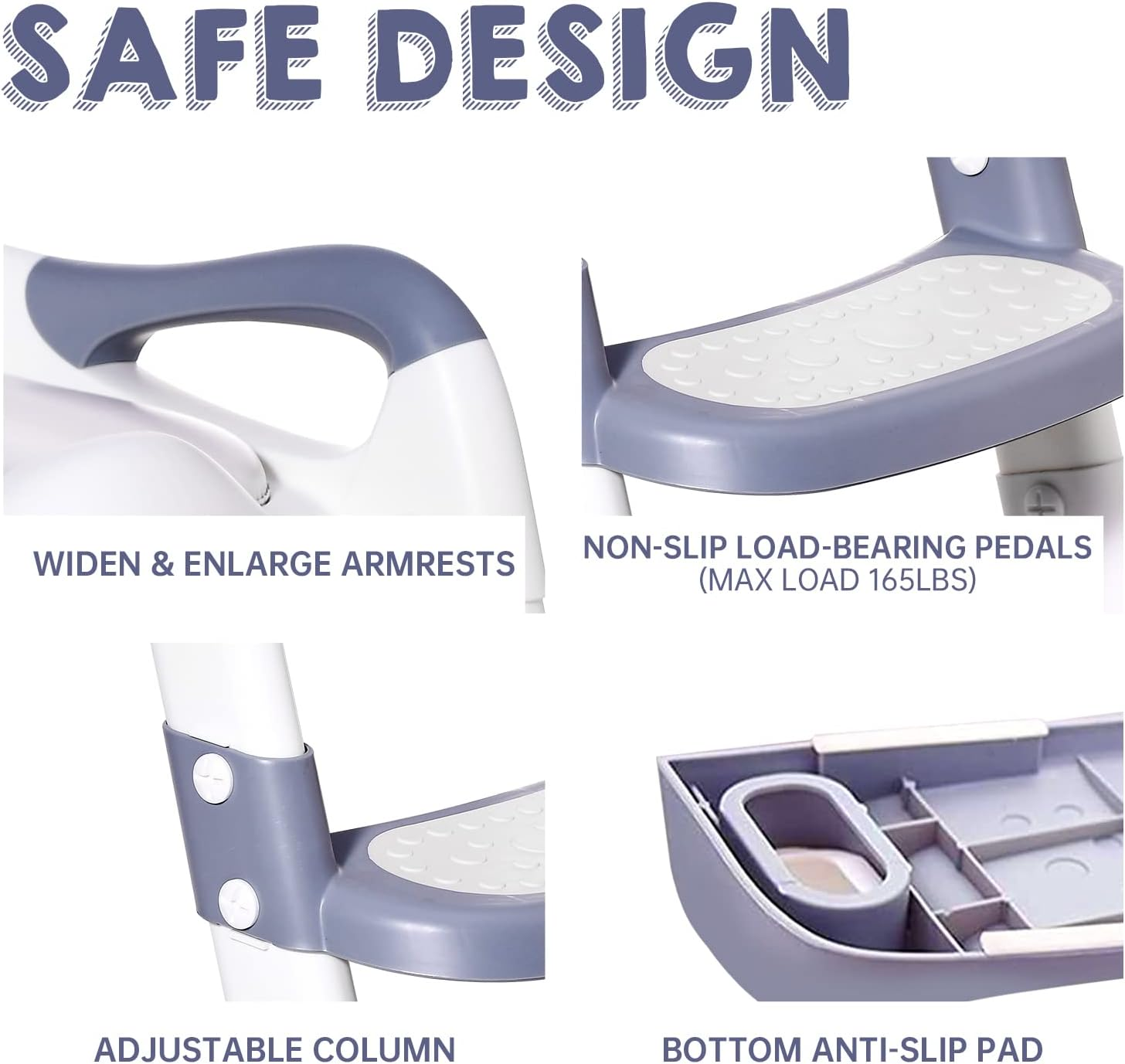 Potty Training Seat with Step Stool Ladder, Gentle Monster Toddler Potty Training Toilet for Kids Boys Girls Baby, Foldable & Comfortable Training Potty Chair Toilet for Child with Anti-Slip Pad(Grey) image number 6