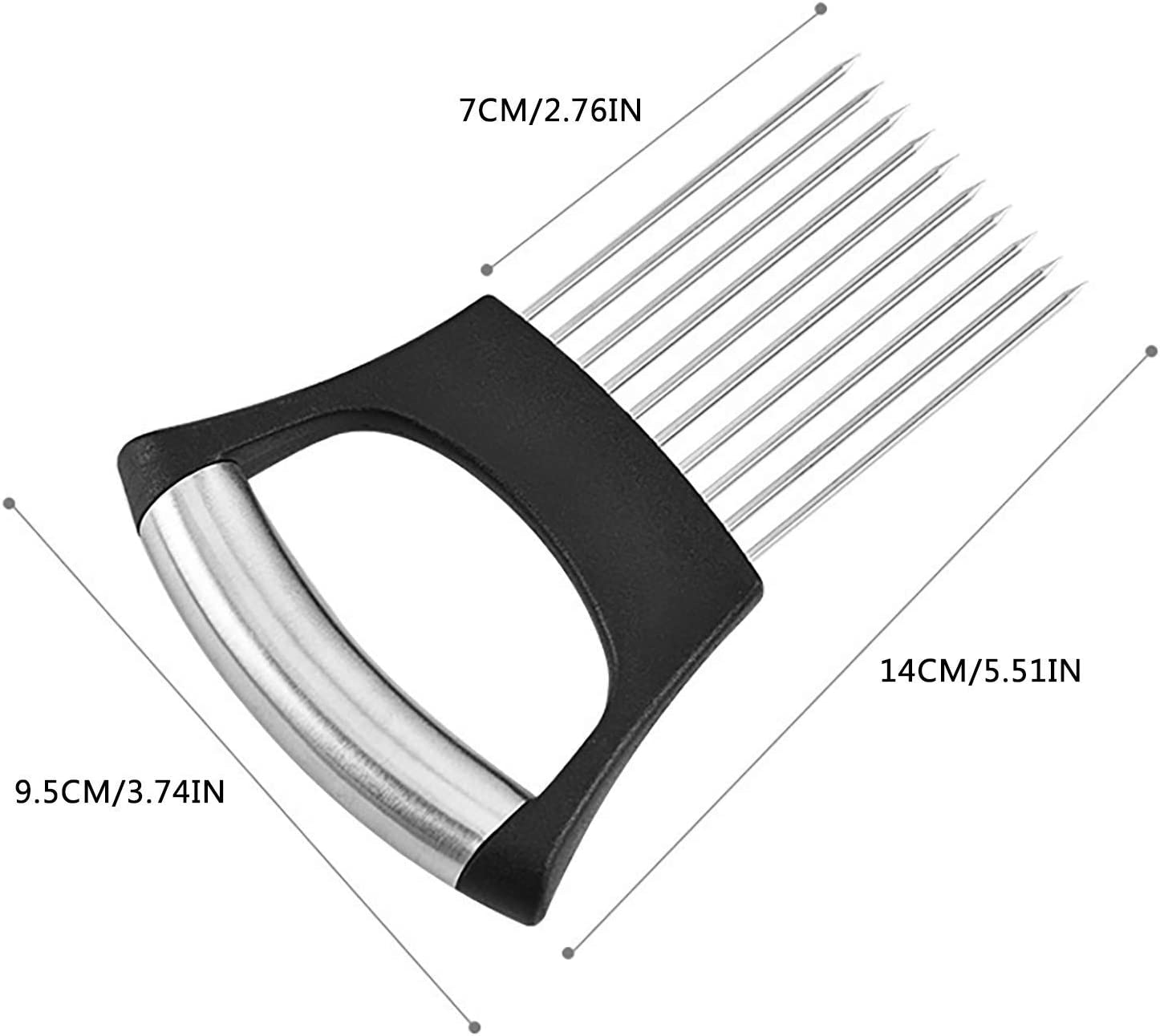 Onion Holder Slicer Food Choppers Slice Assistant, Stainless Steel Fork Vegetable Helper Meat Rack Slicers Lemon Tomato Potato Cutter Slicer Kitchen Tool Gadgets Cutting Chopper by MOTYYA image number 3