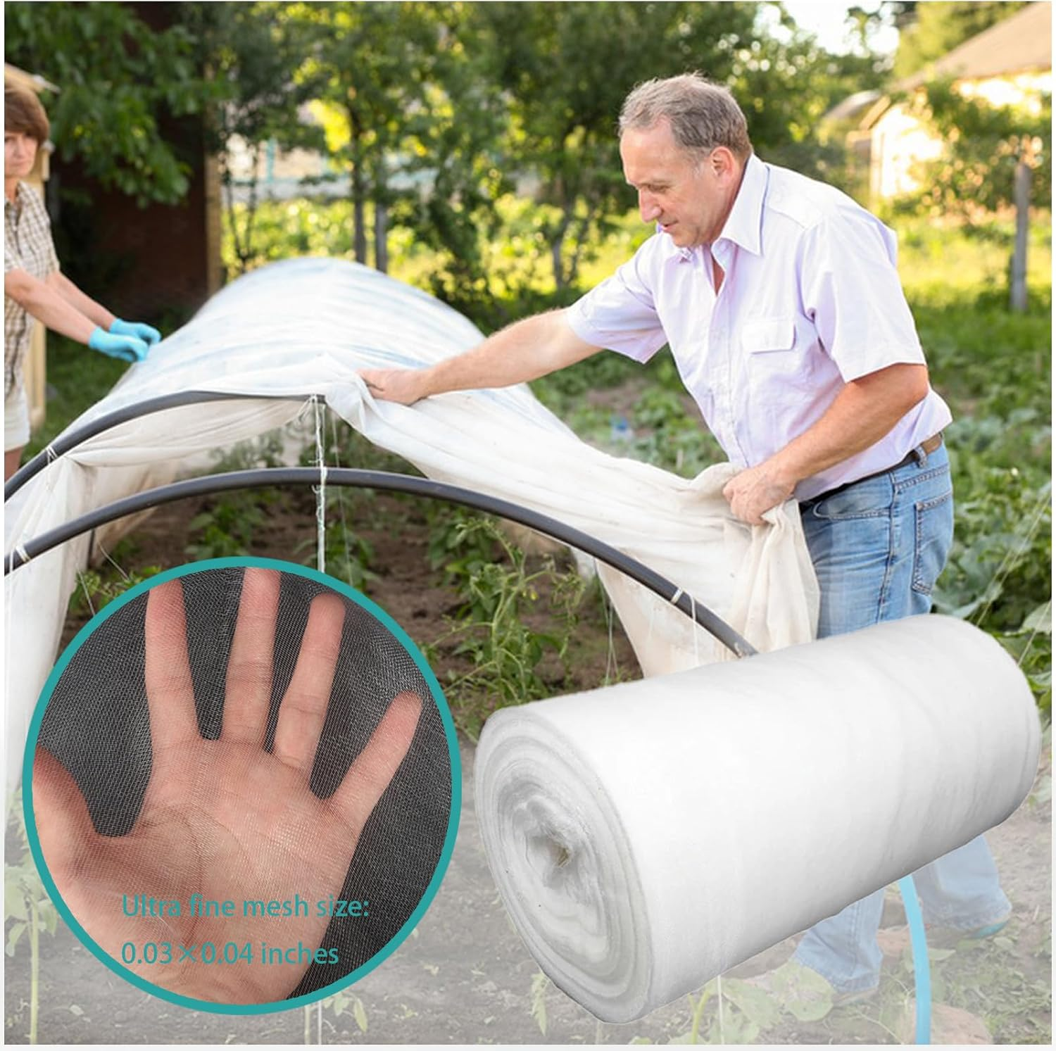 Garden Insect Netting, Reusable Floating Row Cover, Plant Covers Freeze Protection, Ultra Fine Mesh Garden Covers for Vegetables, Flowers, Fruit and Plants (10Ft X 20Ft) image number 1