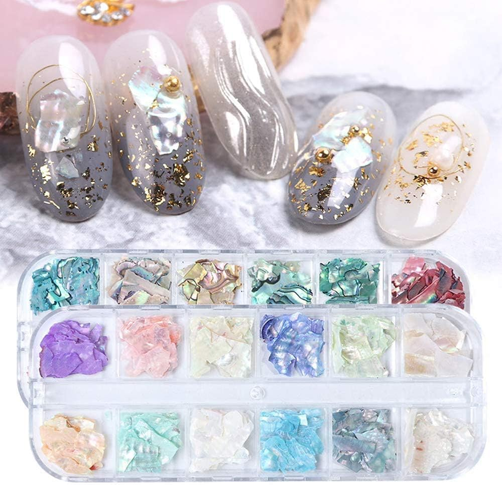 1 Box Diy Nail Art Decorations 3D Irregular Abalone Shell Shimmer Pearl Jewelry