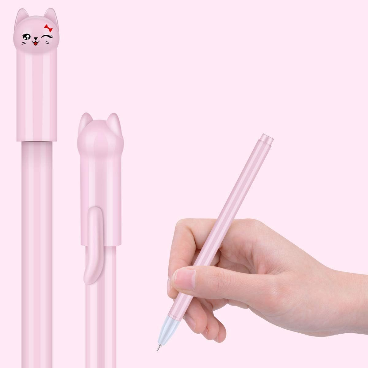 24 Pcs 0.38 Mm Cute Cat Pen Gel Pens Black Ball Point Pens for School Office Supplies Boys and Girls image number 6