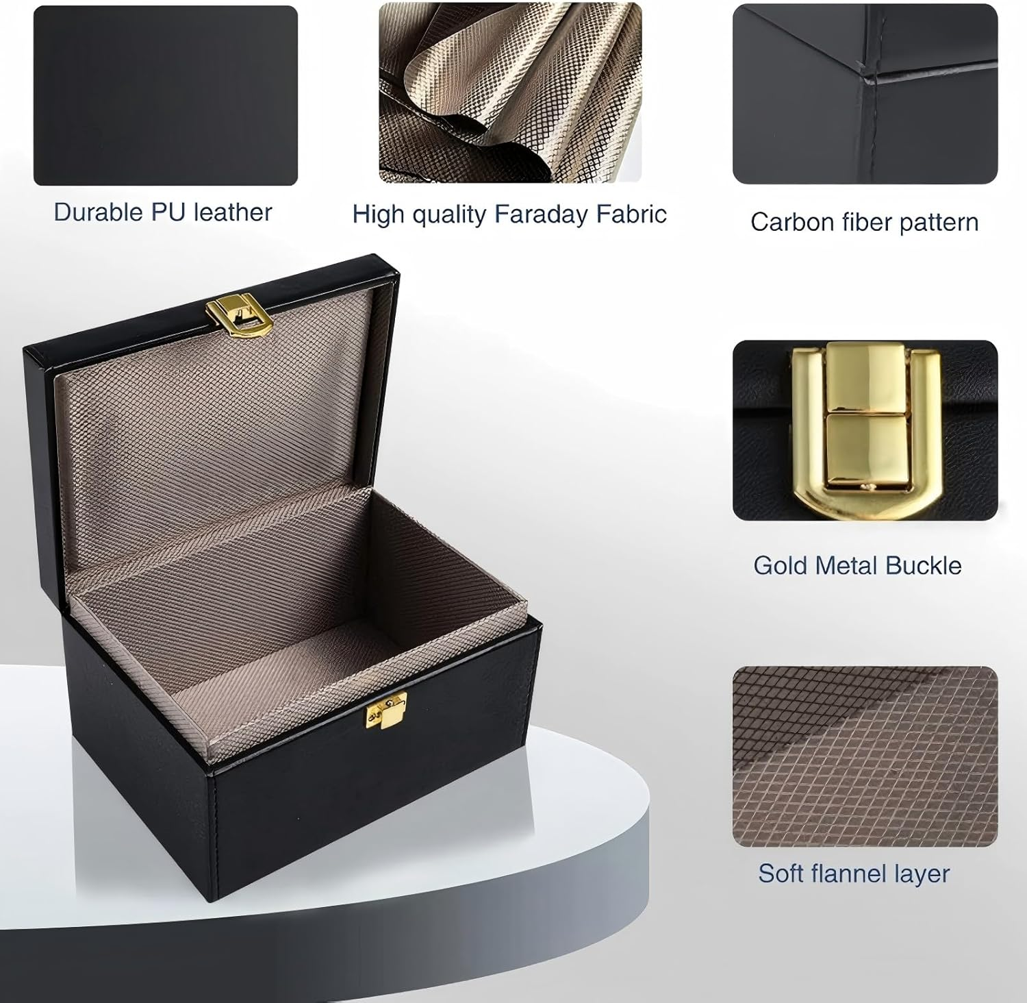 Faraday Box, with Faraday Bags Car Key Signal Blocker Box, plus 2 Pack Faraday Pouch, Mobile Phone, Key Fob Protector, Key Fob Cage Block Signal Anti-Theft Fob Case, Car RFID Signal Blocking (Black) image number 3