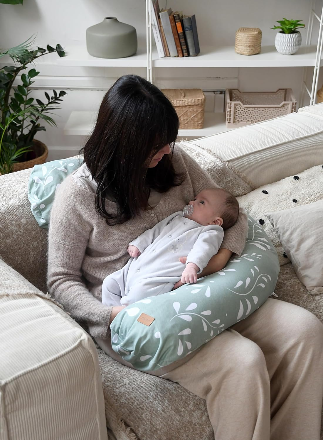 Beaba Big Flopsy Maternity and Nursing Pillow, Print Jersey Nature image number 3