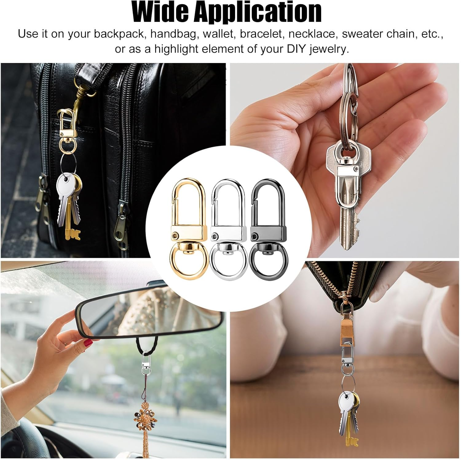 40Pcs Lobster Claw Clasps, Zinc Alloy Swivel Snap Hooks Metal Keychain Clip Swivel Key Chains Rings Connector for Jewelry Keychains DIY Arts Crafts Making image number 3