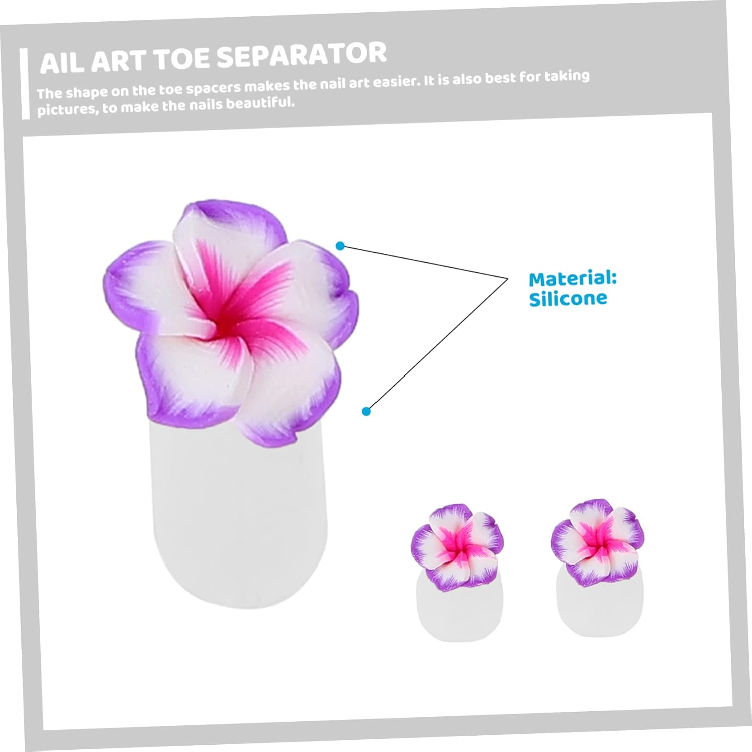 SAFIGLE 32Pcs Nail Art Toe Separators Soft Silicone Pedicure Toe Dividers for Nail Salon Use for Proper Alignment and Pressure Relief image number 6