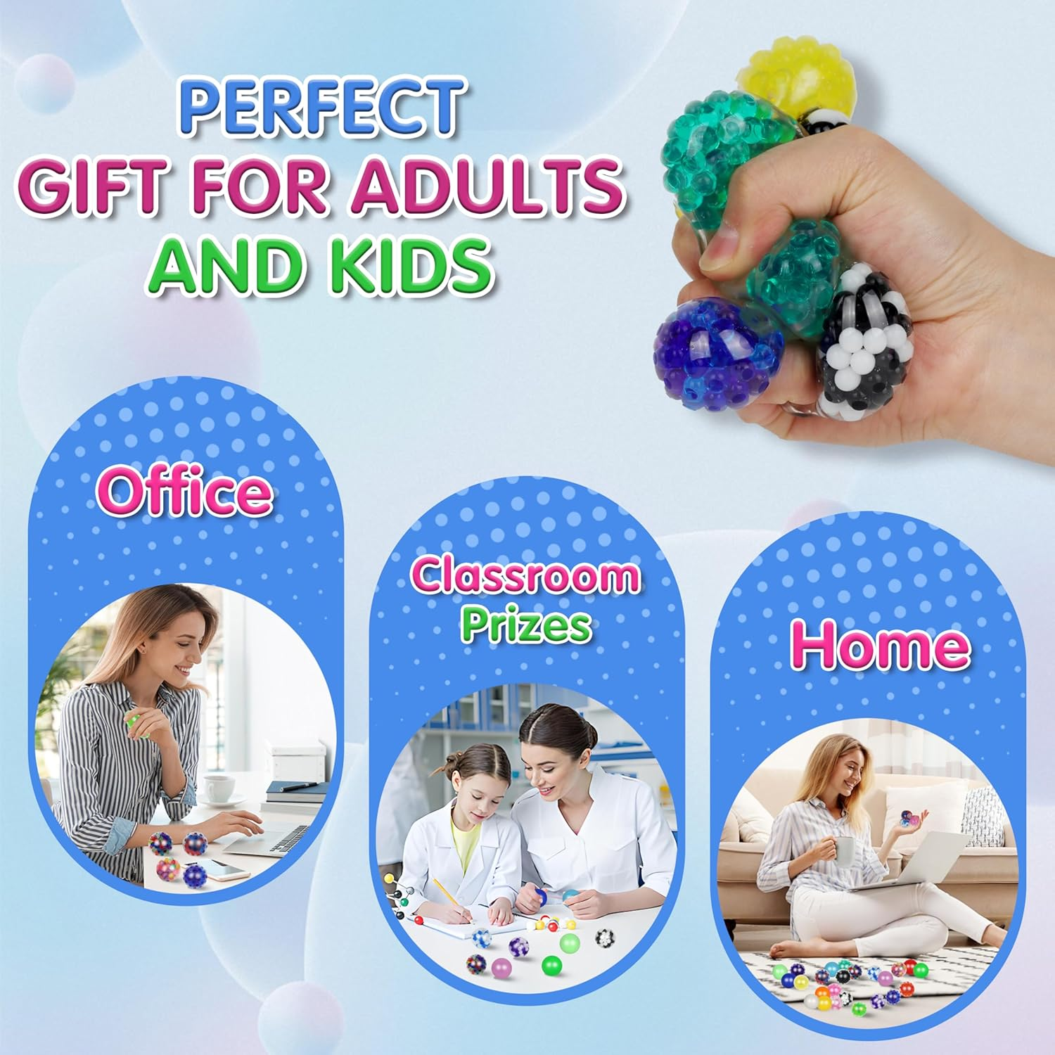 24Pack Stress Balls Bulk for Adults Mini Size, Box Squishy Squeeze Squishies Ball Mini Cute Stress Relief Balls Toys, Party Favors, Birthday Gift, Goodie Bag Stuffers image number 6