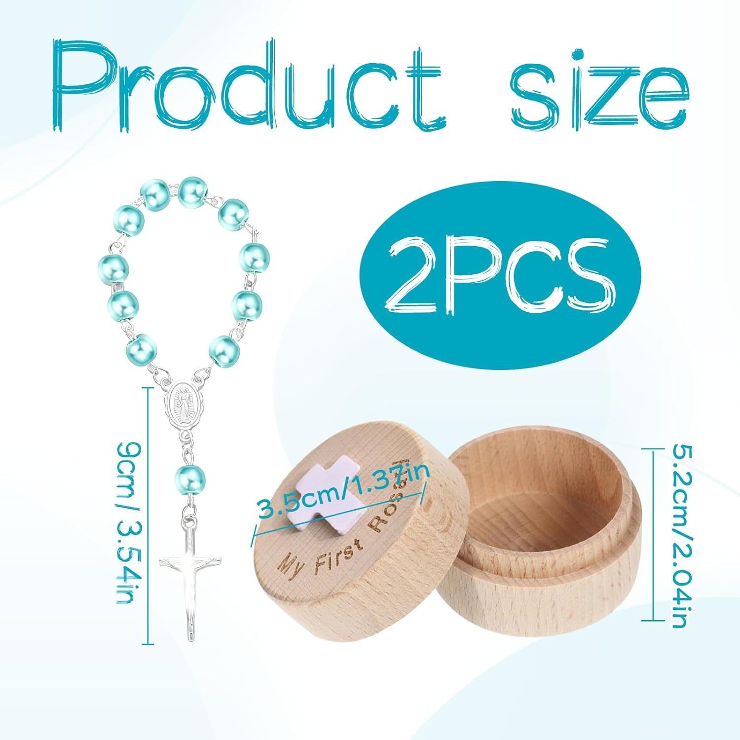 Baptism Gifts for Boys, Baby Boy Gifts, Baby Girl Gift 1St Birthday, Baptism Keepsake Box, Wooden Rosary Jewelry Box, with My First Rosary Engraving, Organizer for Communion and Home Decor image number 5