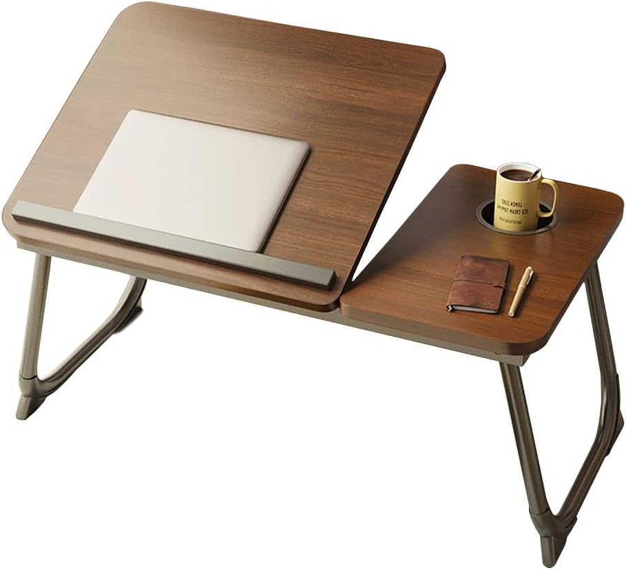 TOMVAES Laptop Desk in Bed 45-Degree Adjustable Desks Convenient USB Charging Port Foldable Table Suitable for Eating, Working, Writing, Reading (White)