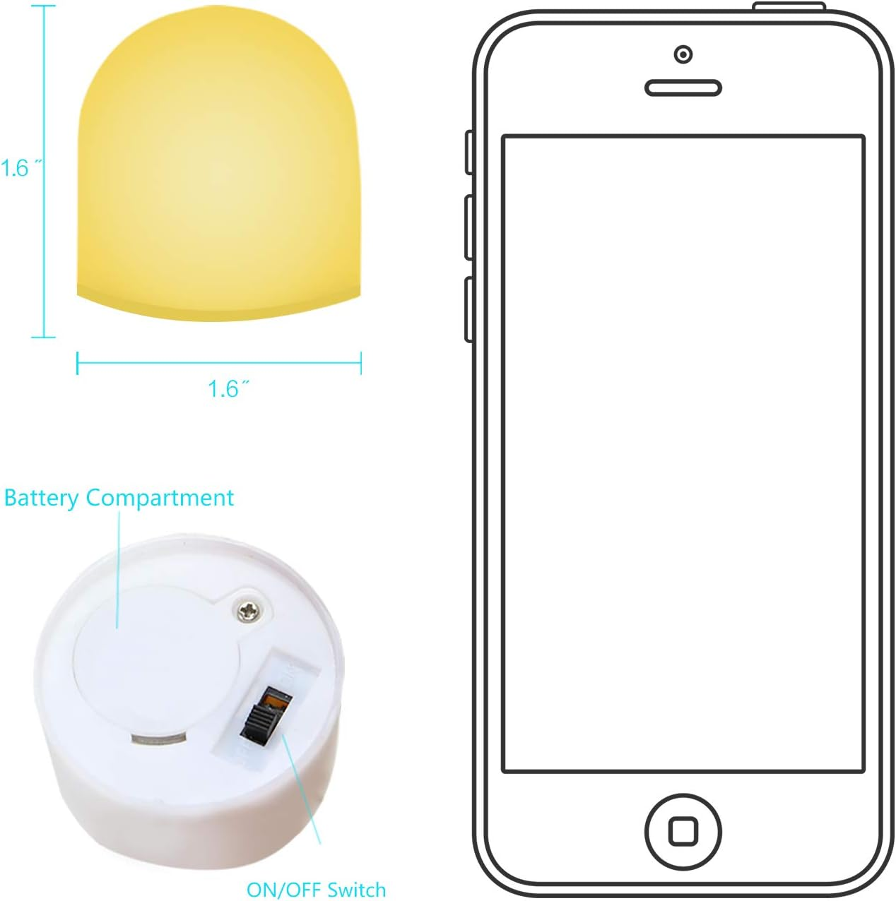 Novelty Place Color Changing Mini Nightlight, Multicolor LED Mood Lighting - Night Light for Kid'S Bedroom, Bathroom, Living Room - Battery Powered (Pack of 12) image number 3