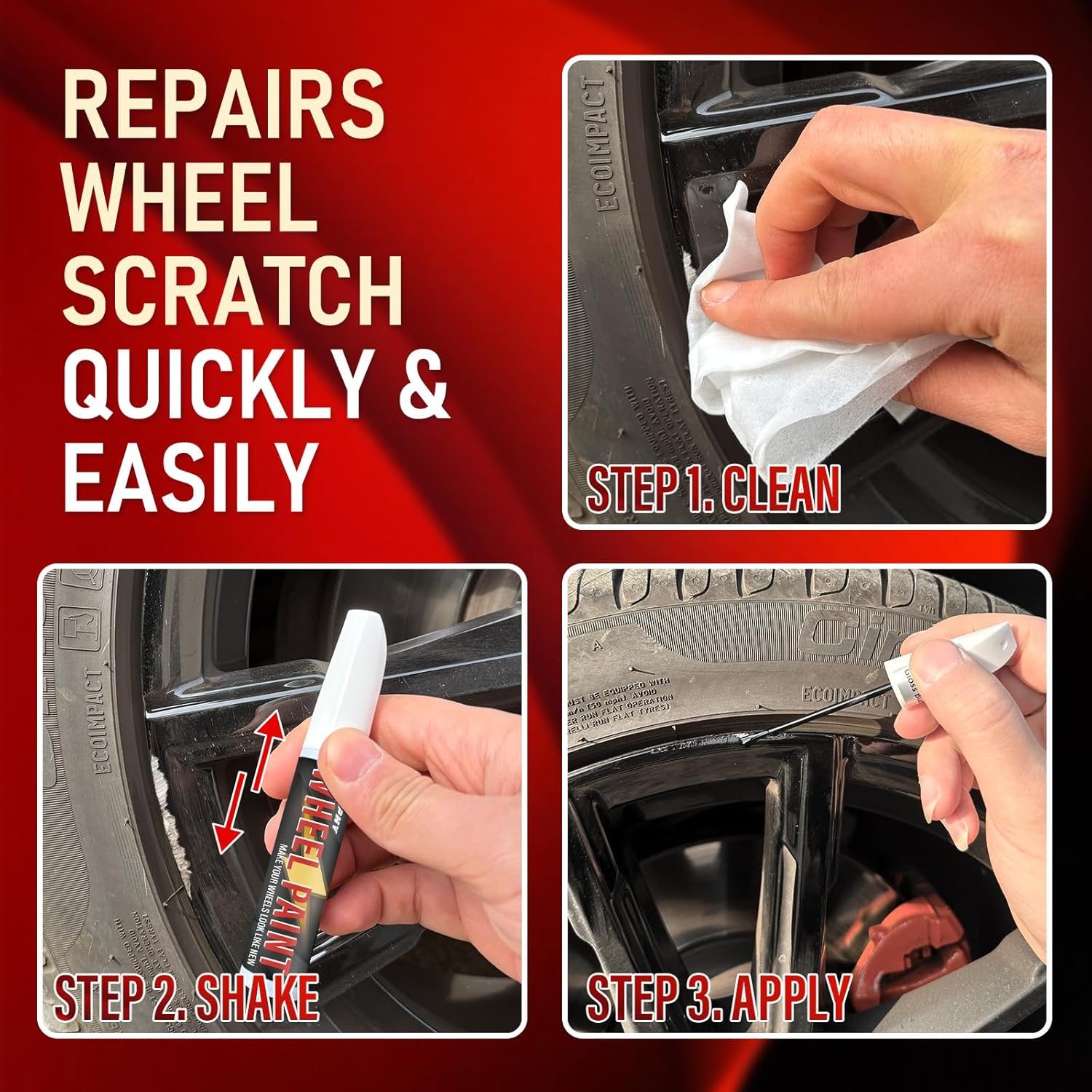 SMAPHY Black Rim Touch up Paint, Wheel Repair Paint Quick and Easy, for Cars Wheel, Car Repair, Universal Color Rims (Matte Black) image number 4