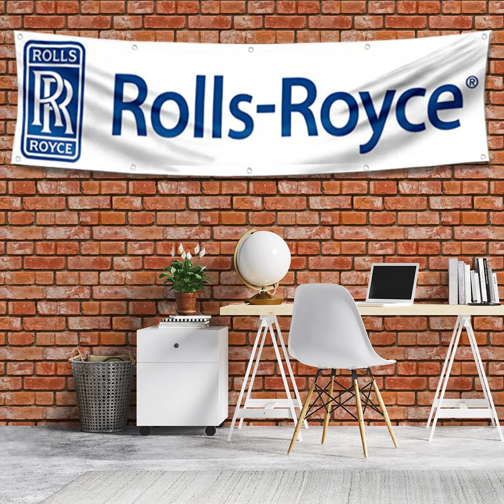 ENMOON Roll Royces Banner Luxury Car Flag Banner 2X8Ft Garage Shop Wall Decor image number 1