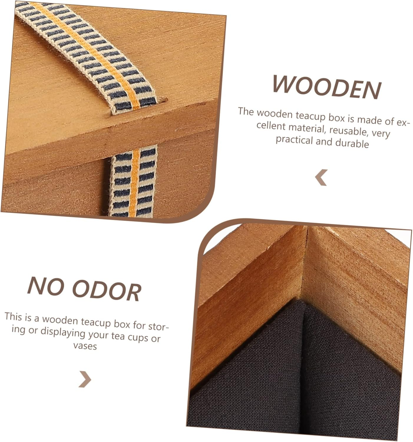 Vintage Ceramic Teacup and Vase Multi-Function Retro Wooden Storage Box Packaging Suitable for Wedding and Home Display in Square Design image number 3