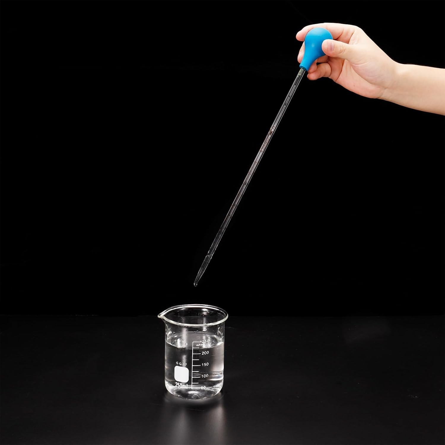 Uxcell Graduated Dropper Pipettes Kit, 4Pcs 25Ml Borosilicate Glass Pipette with Rubber Cap for Transfer Liquid for Lab, Chemistry, Clear image number 1