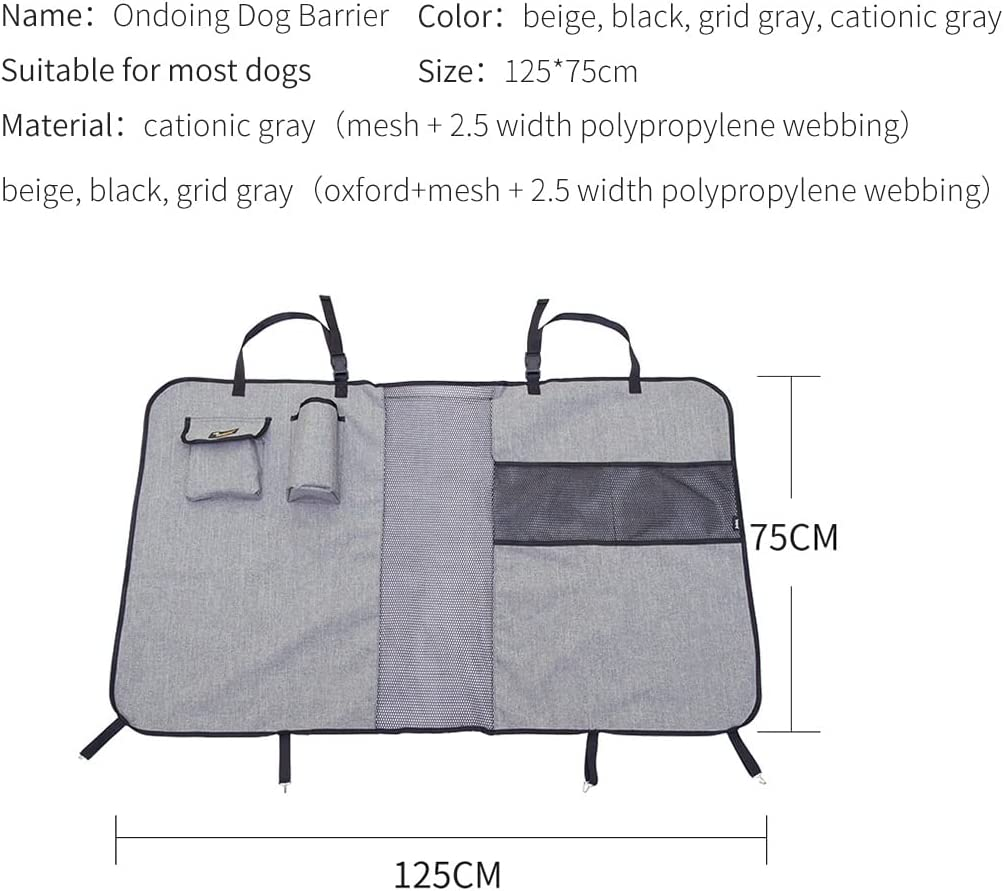Ondoing Dog Barrier Pet Car Back Seat Fence Isolation Kid Safety Travel Guard Mesh Net for Dos Cats Babies Car Barrier Grey