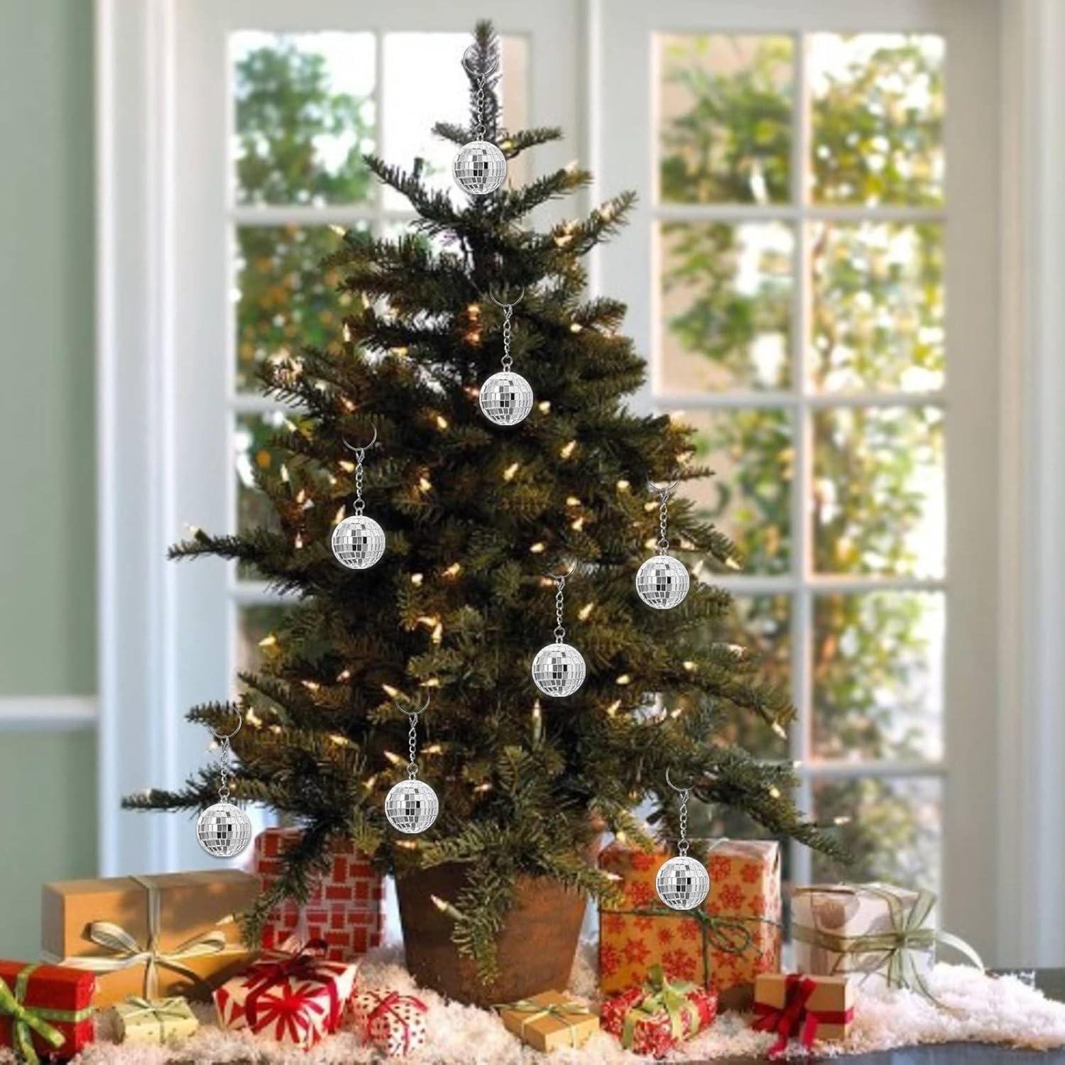 AGDGV 24 Pcs Mirror Disco Ball Keychains, Silver Disco Party Favors Keyrings for 70S 80S Theme, Halloween Christmas Birthday Decorations, Classroom Rewards, Mini Disco Ball Party Supplies image number 4