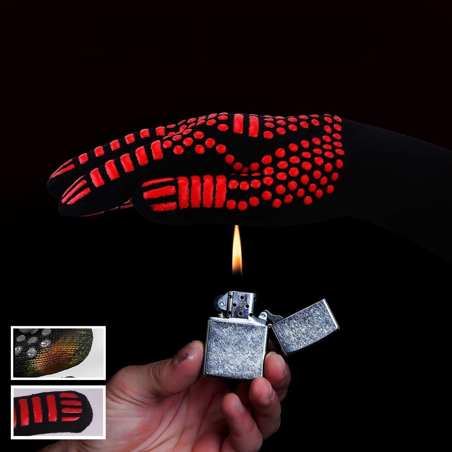 BBQ Grill Gloves 800℃ Extreme Heat Resistant Grilling Gloves Non-Slip Silicone Insulated Grill Mitts for Cooking,Baking,Grill,Welding,Smoker, 14Inch image number 6
