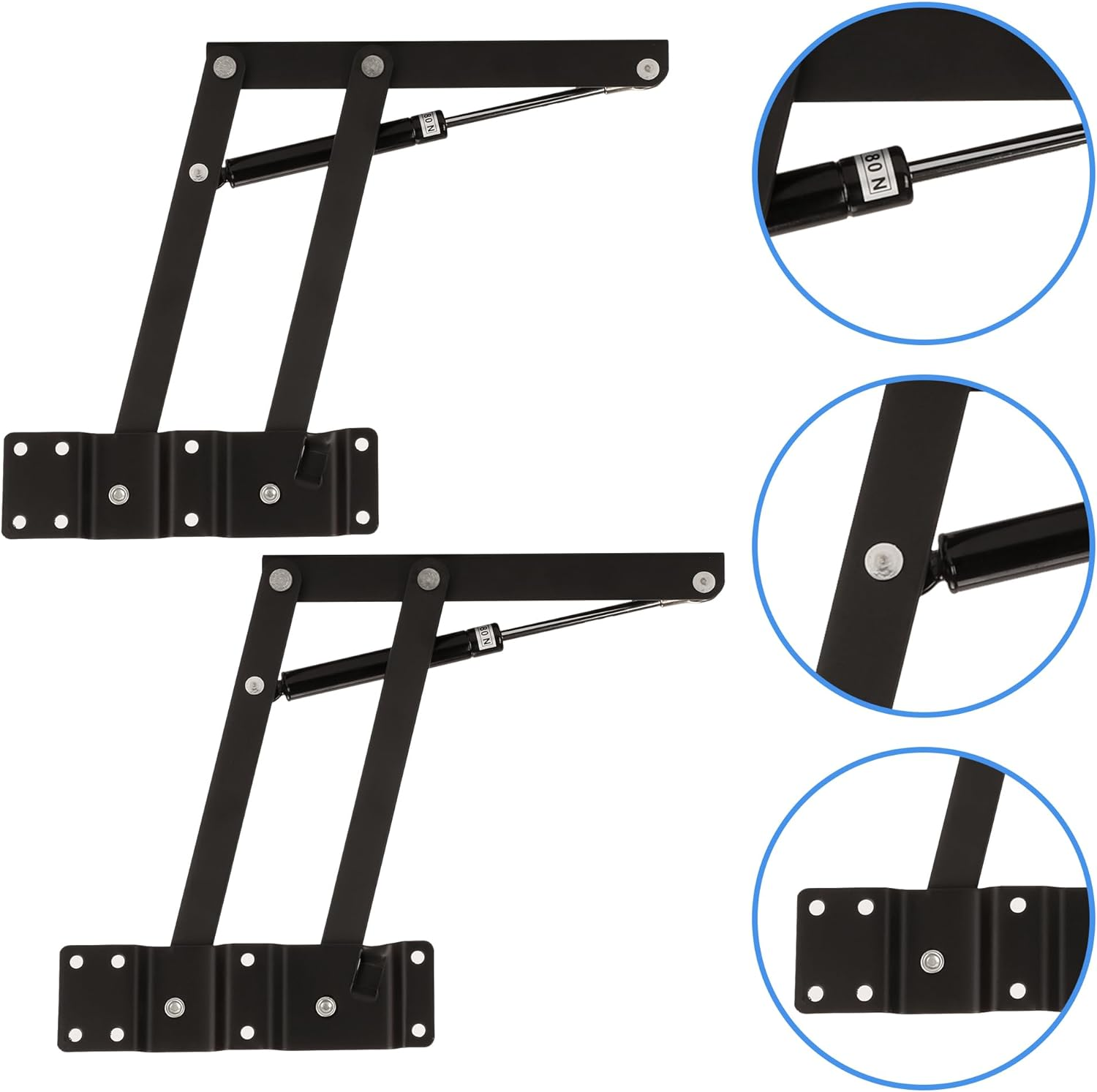 AIWFL 2Pcs Folding Lift up Top Table Hinges Coffee Table Lifting Frame Gas Hydraulic Hinge Hardware Mechanism Spring Hinge for Desk Cabinet Coffee Table image number 6