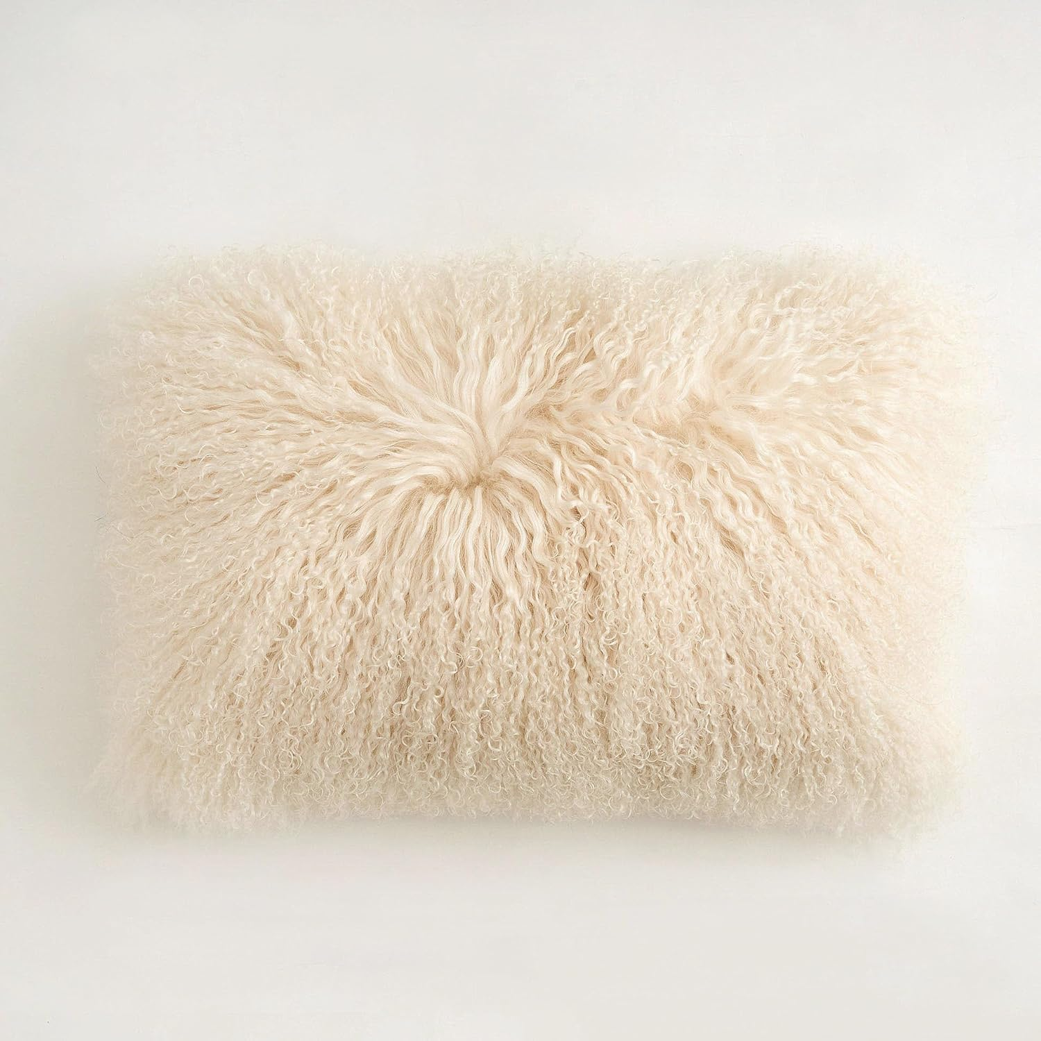 Genuine Mongolian Lamb Fur Pillow Cover &ndash; 30X50Cm Soft Curly Wool Cushion Case &ndash; Luxurious Decorative Accent for Sofa, Bed, or Chair (Dusty Pink)