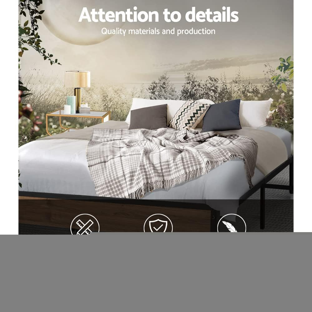 Artiss Double Metal Bed Frame(Base Only), Metal Platform Bed with Easy Assembly, 300Kg Capacity Heavy-Duty Metal Slats with under Bed Storage for Master Bedroom/Guest Room/Studio Apartment, Black image number 1