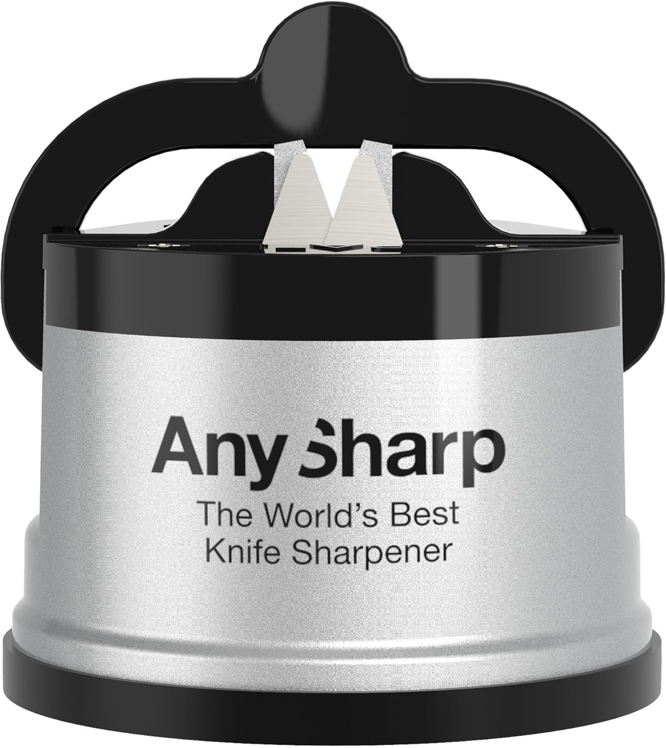 Anysharp Knife Sharpener, Hands-Free Safety, Powergrip Suction, Safely Sharpens All Kitchen Knives, Ideal for Hardened Steel & Serrated, World'S Best, Compact, One Size, Silver