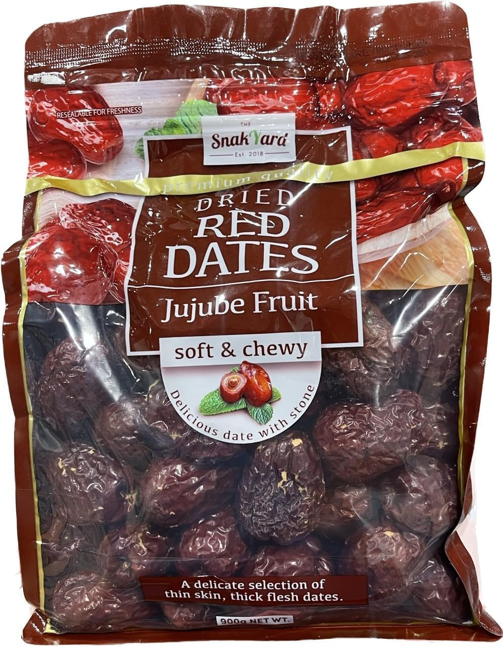 The Snack'Yard Dried Red Dates, Jujube Fruit, 900G, Soft & Chewy