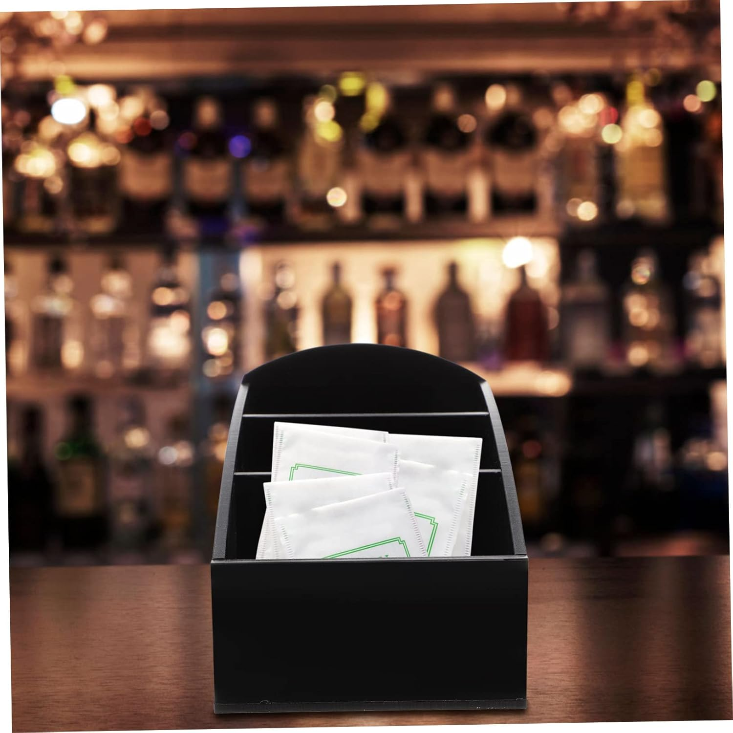 FELTECHELECTR 2Pcs Coffee Station Organizer Box Black Sugar Packet Holder Small Tea Bag Storage Container Desktop Coffee Bar Supplies Holder for Home and Caf&eacute; image number 3